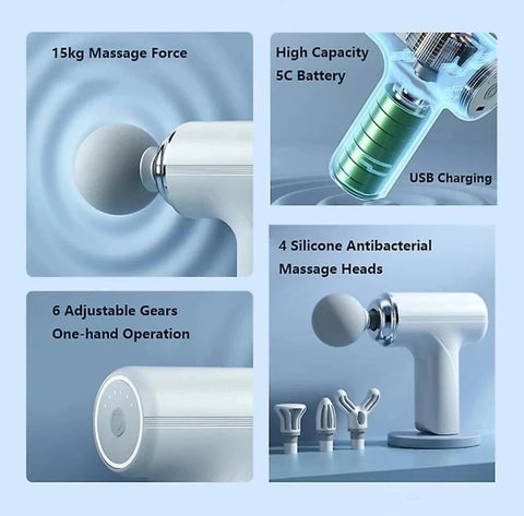 Full Body Massage Gun – Rechargeable Percussion Massager with Adjustable Speed
